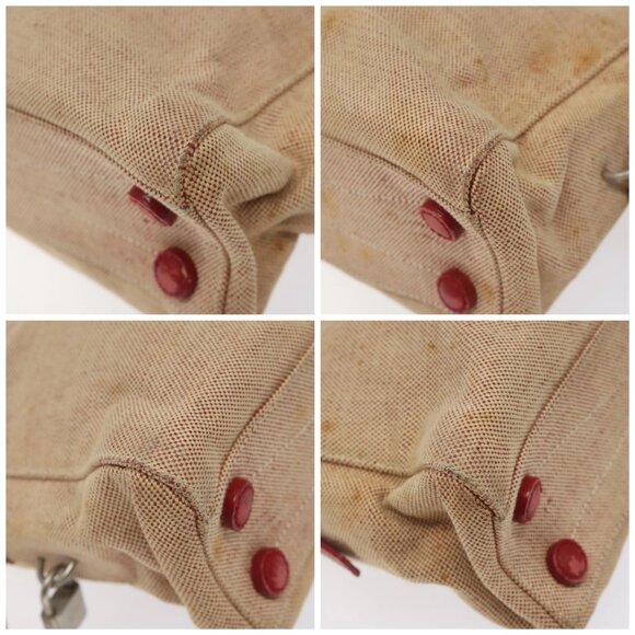 PRADA Hand Bag Canvas Red Silver Auth bs25015 - Picture 16 of 16